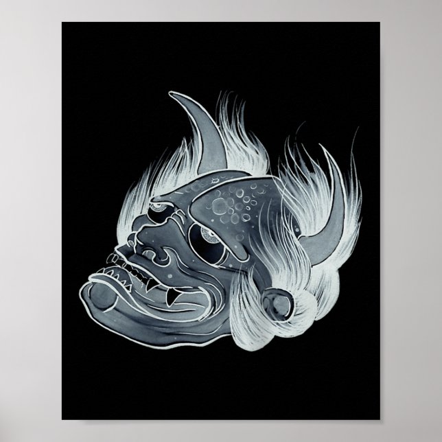 Ghost Hannya Mask Tattoo Design  Poster (Front)