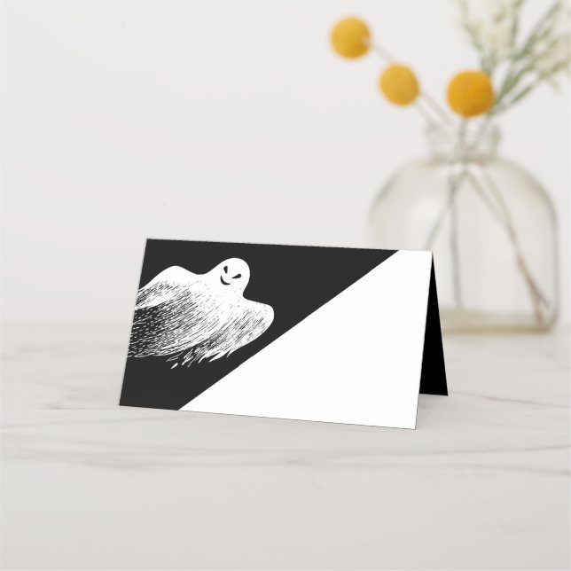 Ghost Happy Halloween Party Name Place Card (Front)
