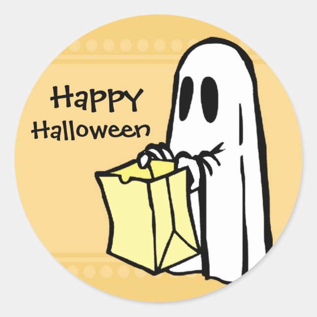 Ghost Happy  Halloween Stickers (Front)
