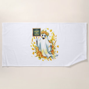 Ghost Haunt School Halloween Beach Towel