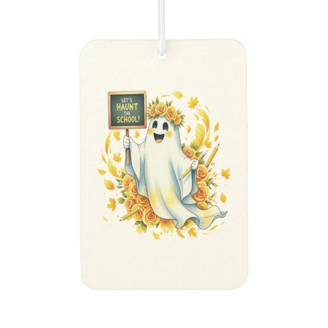 Ghost Haunt School Halloween Car Air Freshener (Front)