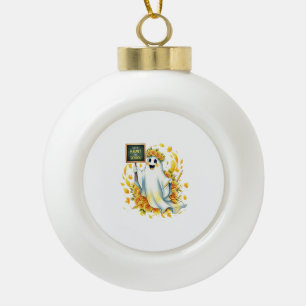 Ghost Haunt School Halloween Ceramic Ball Christmas Ornament
