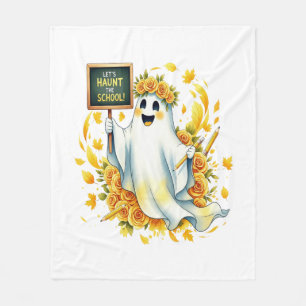 Ghost Haunt School Halloween Fleece Blanket