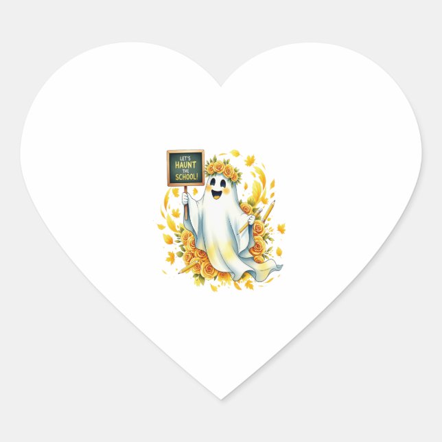 Ghost Haunt School Halloween Heart Sticker (Front)