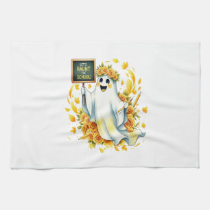 Ghost Haunt School Halloween Tea Towel