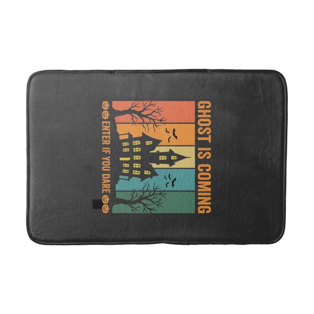 Ghost Haunted House Halloween Vector Design Bath Mat (Front)