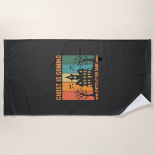 Ghost Haunted House Halloween Vector Design Beach Towel