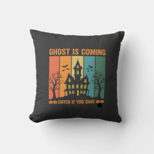 Ghost Haunted House Halloween Vector Design Cushion
