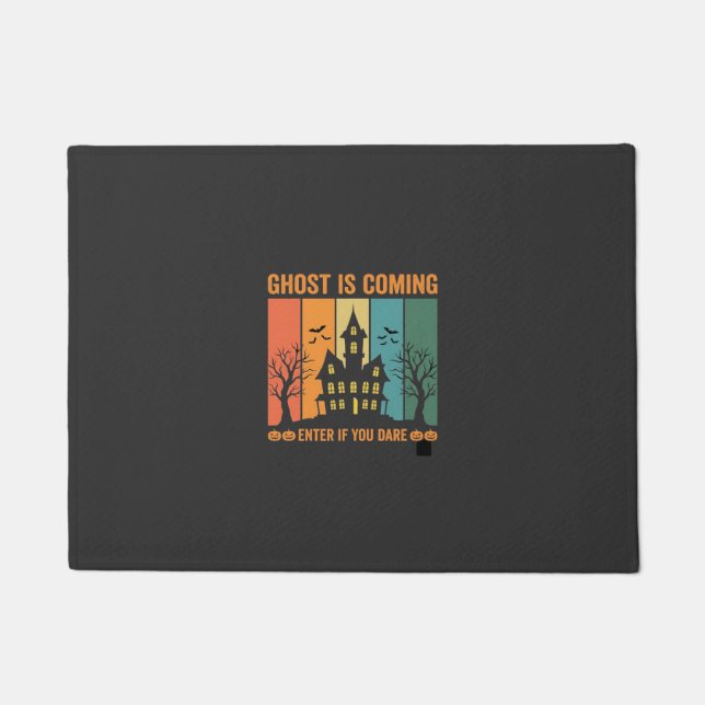 Ghost Haunted House Halloween Vector Design Doormat (Front)