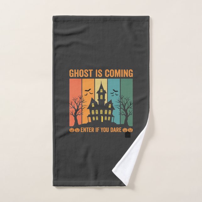 Ghost Haunted House Halloween Vector Design Hand Towel (Hand Towel)