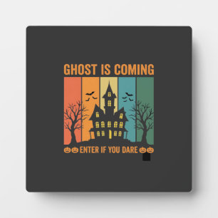 Ghost Haunted House Halloween Vector Design Plaque