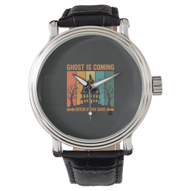 Ghost Haunted House Halloween Vector Design Watch (Front)