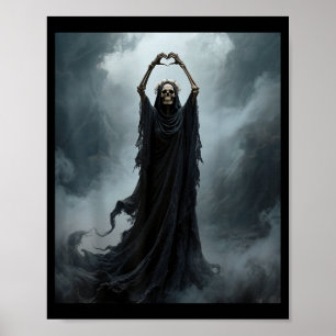 Ghost heart hands mothers day floral skull flowers poster