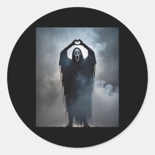 Ghost Heart Hands Scary Face Horror Poster Hallowe Classic Round Sticker