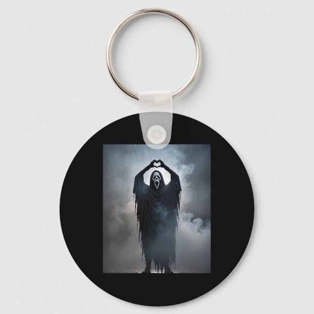 Ghost Heart Hands Scary Face Horror Poster Hallowe Key Ring (Front)