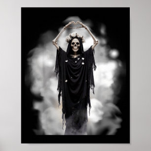 Ghost heart hands scary face mothers day flowers poster