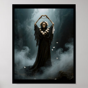 Ghost heart hands scary skeleton mothers day poster