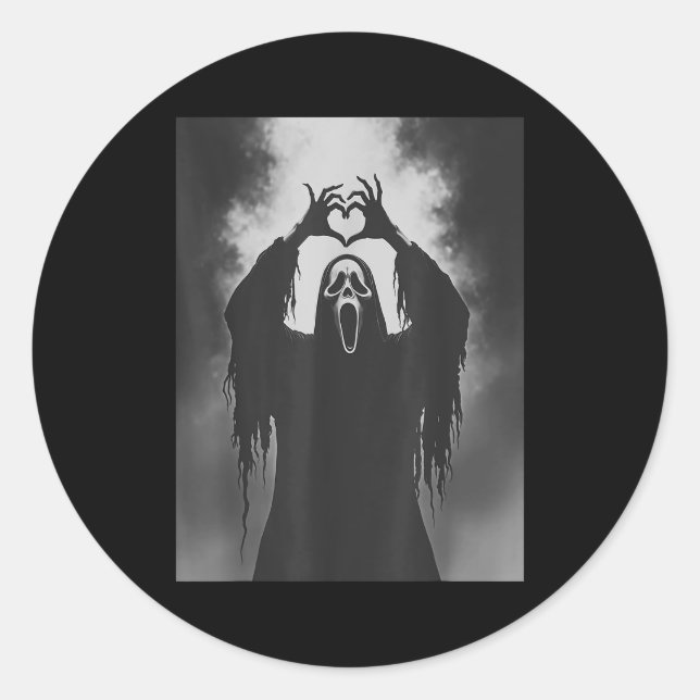 Ghost Heart Hands Y Face Horror Ster Halloween  Classic Round Sticker (Front)