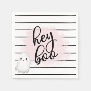 Ghost Hey Boo Pastel Pink Halloween Birthday  Napk Napkin