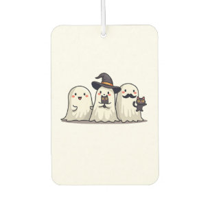 Ghost Holding Black Cat Funny Halloween Cat Lovers Car Air Freshener