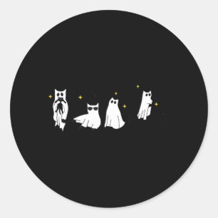 Ghost Holding Black Cat Funny Halloween Cat Lovers Classic Round Sticker