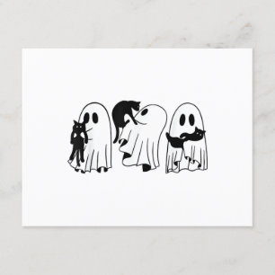 Ghost Holding Black Cat Funny Halloween Cat Lovers Enclosure Card