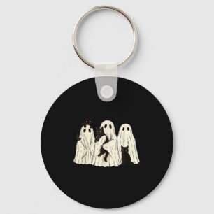 Ghost Holding Black Cat Funny Halloween Cat Lovers Key Ring