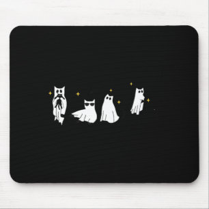 Ghost Holding Black Cat Funny Halloween Cat Lovers Mouse Mat