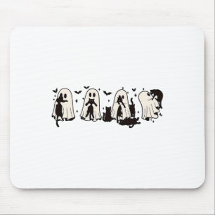 Ghost Holding Black Cat Funny Halloween Cat Lovers Mouse Mat
