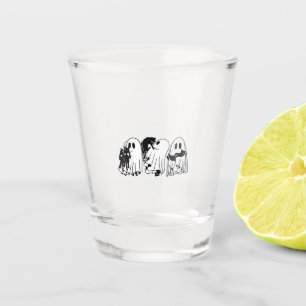 Ghost Holding Black Cat Funny Halloween Cat Lovers Shot Glass