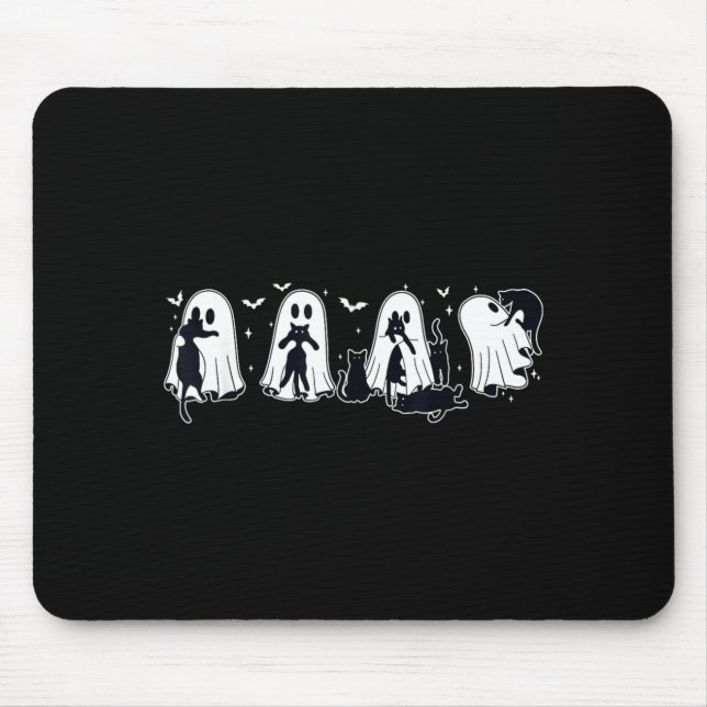 Ghost Holding Black Cat Halloween Black Cat Lover Mouse Mat (Front)