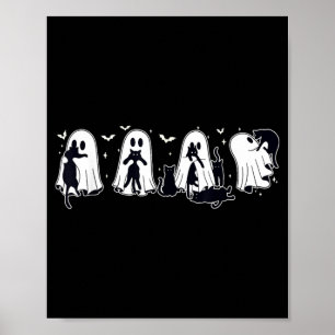 Ghost Holding Black Cat Halloween Black Cat Lover Poster