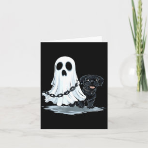 Ghost Holding Puppy Dog Funny Halloween Costume Card