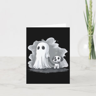 Ghost Holding Puppy Dog Funny Halloween Costume Card