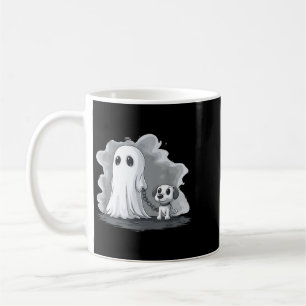 Ghost Holding Puppy Dog Funny Halloween Costume Coffee Mug