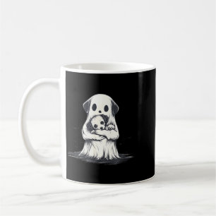 Ghost Holding Puppy Dog Funny Halloween Costume Coffee Mug