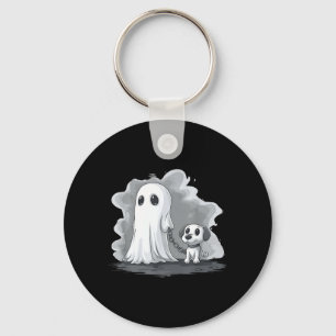 Ghost Holding Puppy Dog Funny Halloween Costume Key Ring