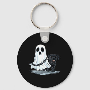 Ghost Holding Puppy Dog Funny Halloween Costume Key Ring