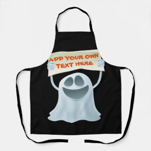 Ghost holding text  apron