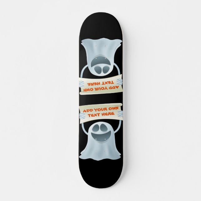 Ghost holding text  skateboard (Front)