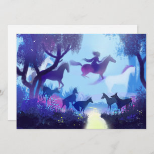Ghost Horses in the Night Forest Holiday Card