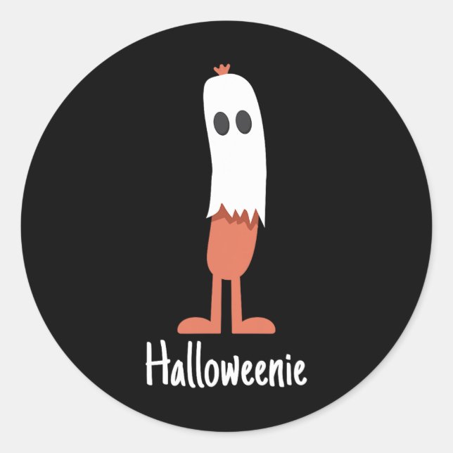 Ghost Hot Dog Halloweenie Costume Fun Food Hallowe Classic Round Sticker (Front)