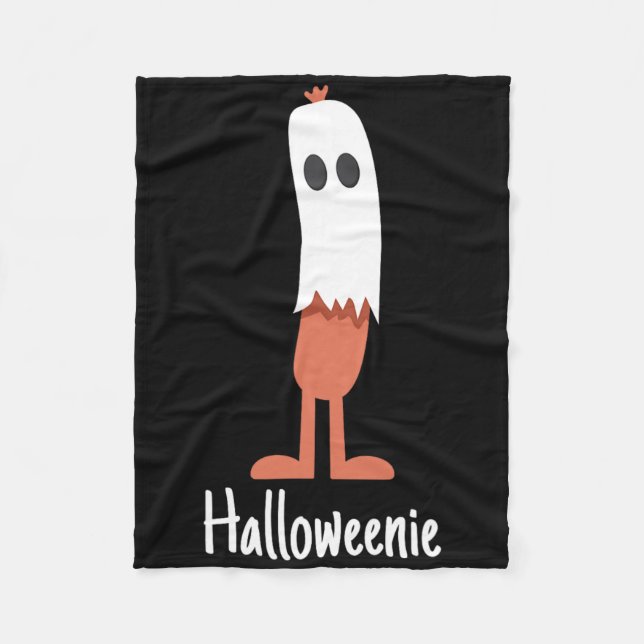 Ghost Hot Dog Halloweenie Costume Fun Food Hallowe Fleece Blanket (Front)