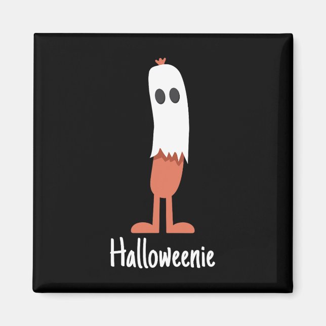Ghost Hot Dog Halloweenie Costume Fun Food Hallowe Magnet (Front)