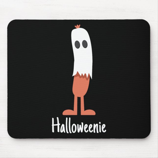 Ghost Hot Dog Halloweenie Costume Fun Food Hallowe Mouse Mat (Front)