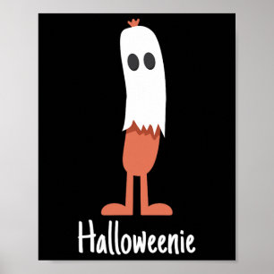 Ghost Hot Dog Halloweenie Costume Fun Food Hallowe Poster