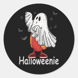 Ghost Hot Dog Halloweenie Costume Funny Food Hallo Classic Round Sticker
