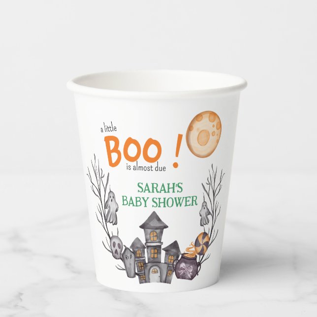 Ghost House Halloween Baby Shower Fall Theme  Paper Cups (Front)