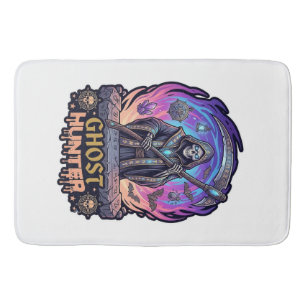 Ghost Hunter Grim Reaper Skeleton Scythe Purple Fl Bath Mat