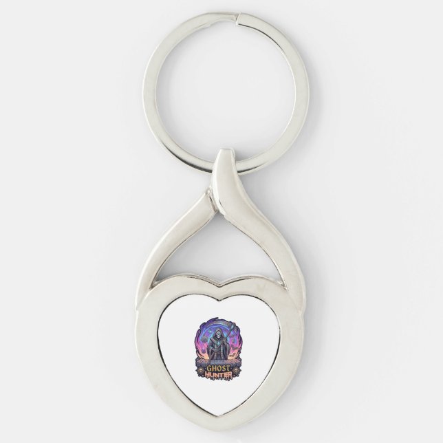 Ghost Hunter Grim Reaper Skeleton Scythe Purple Fl Key Ring (Front)